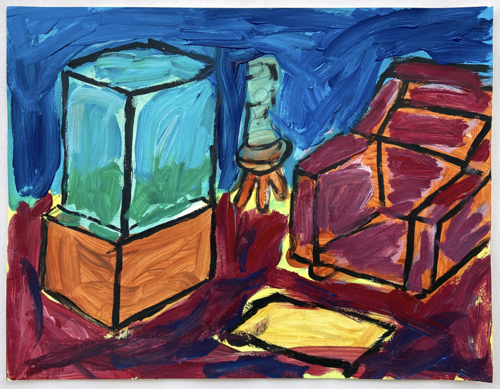 The Living Room, acrylic on paper, 50 by 70 cm, 2020