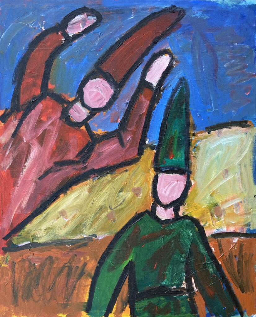 Dancing Wizards, acrylic on canvas, 100 by 80 cm